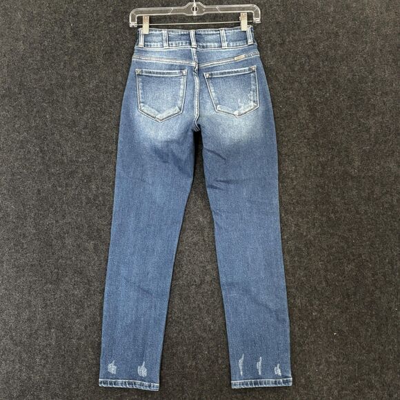 KanCan Jeans Women's 1/24 Blue High Rise Skinny Distressed Stretch Denim KC9253D - Picture 3 of 12